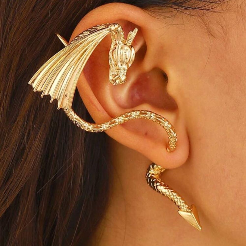 3for$20 NEW 1 Piece Vintage Dragon Shaped Ear Hook Earrings Gothic Clip on
